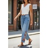 image:imagechouyatou Women Boho Embroidered Floral Barrel Jeans Baggy Ankle Jean PantsBlue
