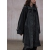 image:imagechouyatou Women Single Breasted Denim Jacket Boyfriend Midi Long Trench CoatBlack