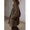 image:imagechouyatou Women Single Breasted Denim Jacket Boyfriend Midi Long Trench CoatDark Brown
