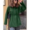 image:imagechouyatou Womens 2025 Fall Winter Casual Wool Coat Jacket Drawstring Waist Wool Pea Coat Trench OvercoatGreen