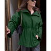 image:imagechouyatou Womens 2025 Fall Winter Casual Wool Coat Jacket Drawstring Waist Wool Pea Coat Trench OvercoatGreen