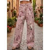 image:imagechouyatou Womens Cute Y2K Floral Jeans Wide Leg High Waisted Denim PantsPink