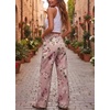 image:imagechouyatou Womens Cute Y2K Floral Jeans Wide Leg High Waisted Denim PantsPink