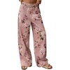 image:imagechouyatou Womens Cute Y2K Floral Jeans Wide Leg High Waisted Denim PantsPink