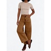 image:imagechouyatou Womens Y2K Cherry Embroidery Denim Pants Boyfriend High Waist Patchwork Wide Leg JeansBrown