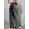 image:imagechouyatou Womens Y2K Cherry Embroidery Denim Pants Boyfriend High Waist Patchwork Wide Leg JeansGrey