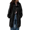 image:imagechouyatou Women Single Breasted Denim Jacket Boyfriend Midi Long Trench CoatBlack