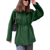 image:imagechouyatou Womens 2025 Fall Winter Casual Wool Coat Jacket Drawstring Waist Wool Pea Coat Trench OvercoatGreen