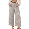 image:imagechouyatou Womens Y2K Baggy Barrel Jeans Floral Print Wide Leg Denim Ankle Pants Boyfriend High Waisted JeansLight Khaki