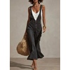 image:imagechouyatou Women Adjustable Strap Denim Bib Overalls Jeans Wide Leg JumpsuitBlack