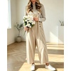 image:imagechouyatou Womens Corduroy Overall Wide Leg One Piece Baggy JumpsuitsBeige