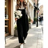 image:imagechouyatou Womens Corduroy Overall Wide Leg One Piece Baggy JumpsuitsBlack