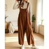 image:imagechouyatou Womens Corduroy Overall Wide Leg One Piece Baggy JumpsuitsBrown