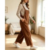 image:imagechouyatou Womens Corduroy Overall Wide Leg One Piece Baggy JumpsuitsBrown