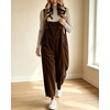 image:imagechouyatou Womens Corduroy Overall Wide Leg One Piece Baggy JumpsuitsCoffee
