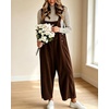 image:imagechouyatou Womens Corduroy Overall Wide Leg One Piece Baggy JumpsuitsCoffee