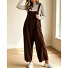 image:imagechouyatou Womens Corduroy Overall Wide Leg One Piece Baggy JumpsuitsCoffee