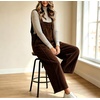 image:imagechouyatou Womens Corduroy Overall Wide Leg One Piece Baggy JumpsuitsCoffee