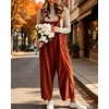 image:imagechouyatou Womens Corduroy Overall Wide Leg One Piece Baggy JumpsuitsOrange