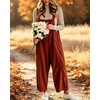 image:imagechouyatou Womens Corduroy Overall Wide Leg One Piece Baggy JumpsuitsOrange