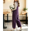 image:imagechouyatou Womens Corduroy Overall Wide Leg One Piece Baggy JumpsuitsPurple