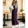 image:imagechouyatou Womens Corduroy Overall Wide Leg One Piece Baggy JumpsuitsPurple