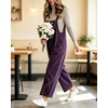 image:imagechouyatou Womens Corduroy Overall Wide Leg One Piece Baggy JumpsuitsPurple