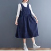 image:imagechouyatou Womens Fall Corduroy Jumper Dress Sleeveless Baby Doll Midi Pinafore Dress with PocketsNavy Blue