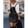 image:imagechouyatou Womens Front Zip Up Suspender Strap Pu Faux Leather A Line Overall Mini Dress with PocketsBlack