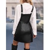 image:imagechouyatou Womens Front Zip Up Suspender Strap Pu Faux Leather A Line Overall Mini Dress with PocketsBlack
