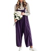image:imagechouyatou Womens Corduroy Overall Wide Leg One Piece Baggy JumpsuitsPurple