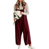 image:imagechouyatou Womens Corduroy Overall Wide Leg One Piece Baggy JumpsuitsWine Red