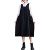 image:imagechouyatou Womens Fall Corduroy Jumper Dress Sleeveless Baby Doll Midi Pinafore Dress with PocketsBlack