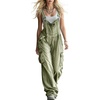 image:imagechouyatou Womens Loose Fit Bib Denim Overalls Wide Leg Jeans JumpsuitsGreen
