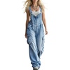 image:imagechouyatou Womens Loose Fit Bib Denim Overalls Wide Leg Jeans JumpsuitsLight Blue