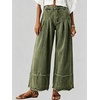 image:imagechouyatou Womens Wide Leg Baggy Jeans Business Casual Pleated Denim PantsArmy Green