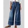 image:imagechouyatou Womens Wide Leg Baggy Jeans Business Casual Pleated Denim PantsDark Blue