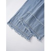 image:imagechouyatou Womens Wide Leg Baggy Jeans Business Casual Pleated Denim PantsLight Blue
