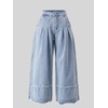 image:imagechouyatou Womens Wide Leg Baggy Jeans Business Casual Pleated Denim PantsLight Blue