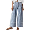 image:imagechouyatou Womens Wide Leg Baggy Jeans Business Casual Pleated Denim PantsLight Blue