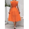 image:imagechouyatou Womens Summer Flutter Sleeve Embroidery Eyelet Lace Dress VNeck ALine Beach Sun DressOrange