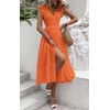 image:imagechouyatou Womens Summer Flutter Sleeve Embroidery Eyelet Lace Dress VNeck ALine Beach Sun DressOrange