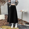 image:imagechouyatou Womens Winter Wool Blend Elastic High Waist A Line Polka Dot Tiered Long Midi Skirt with PocketsBlack