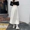 image:imagechouyatou Womens Winter Wool Blend Elastic High Waist A Line Polka Dot Tiered Long Midi Skirt with PocketsWhite