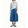 image:imagechouyatou Womens Y2k Zip Up Bubble Denim Skirt High Waist A Line Flowy Midi Jean Skirt with PocketsBlue