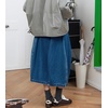 image:imagechouyatou Womens Y2k Zip Up Bubble Denim Skirt High Waist A Line Flowy Midi Jean Skirt with PocketsBlue