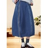 image:imagechouyatou Womens Y2k Zip Up Bubble Denim Skirt High Waist A Line Flowy Midi Jean Skirt with PocketsDark Blue