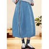 image:imagechouyatou Womens Y2k Zip Up Bubble Denim Skirt High Waist A Line Flowy Midi Jean Skirt with PocketsLight Blue