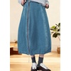 image:imagechouyatou Womens Y2k Zip Up Bubble Denim Skirt High Waist A Line Flowy Midi Jean Skirt with PocketsRetro Blue