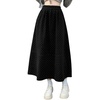 image:imagechouyatou Womens Winter Wool Blend Elastic High Waist A Line Polka Dot Tiered Long Midi Skirt with PocketsBlack